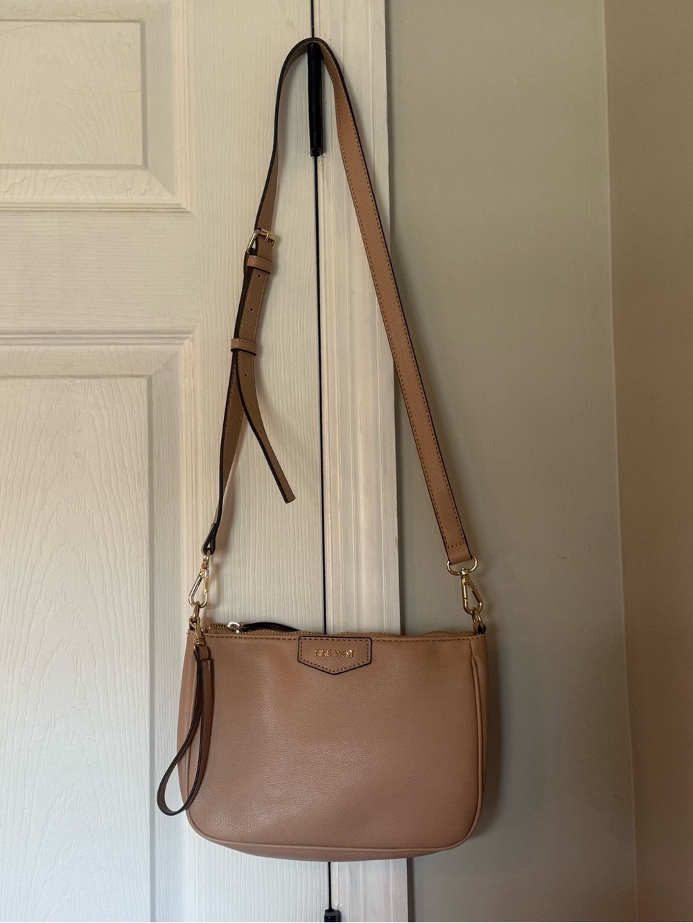 Tan Leather Crossbody Bag - Adjustable Strap